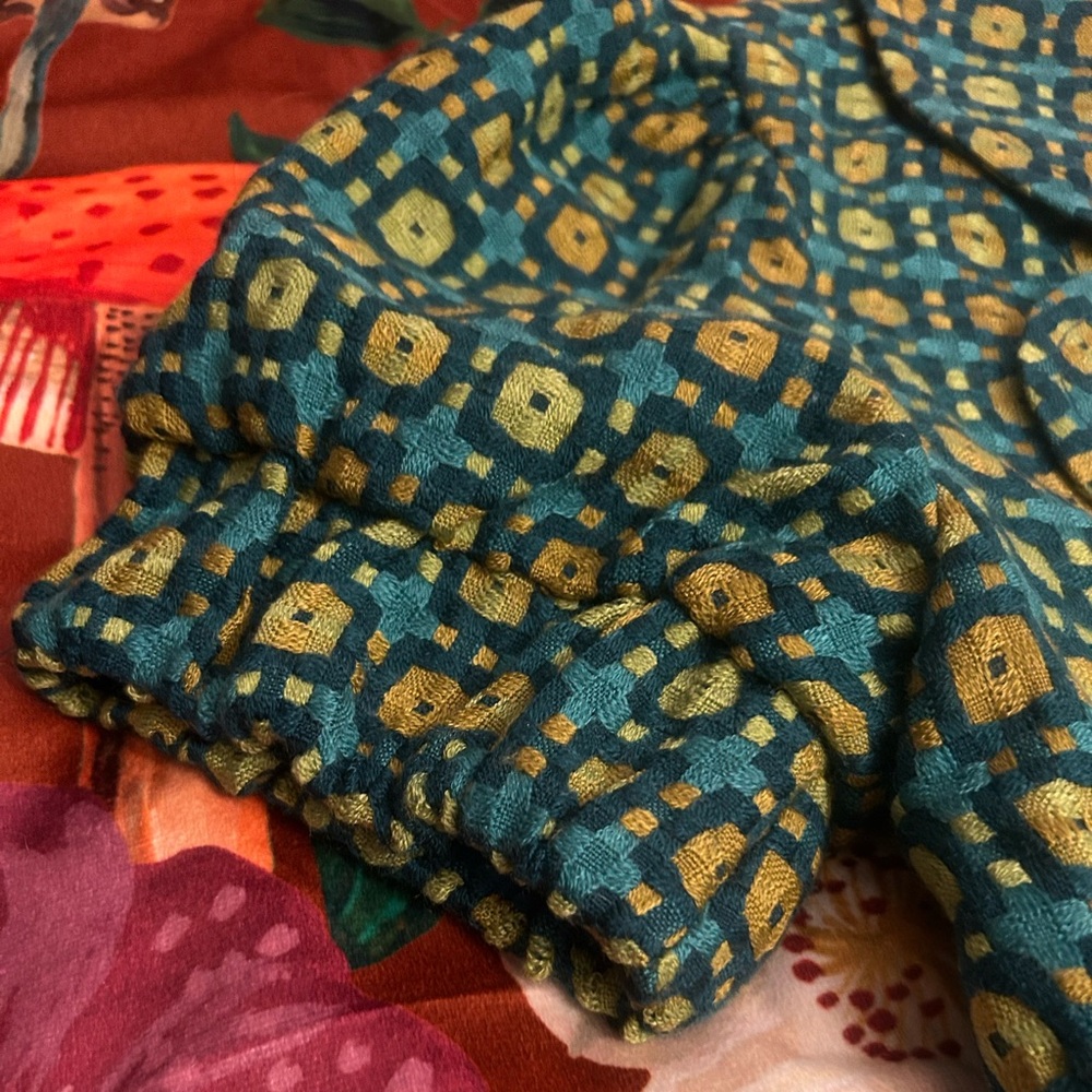 NWT Tulle Anthropologie Coat Dress in Geometric Green, Blue & Yellow Size XL - Picture 4 of 11